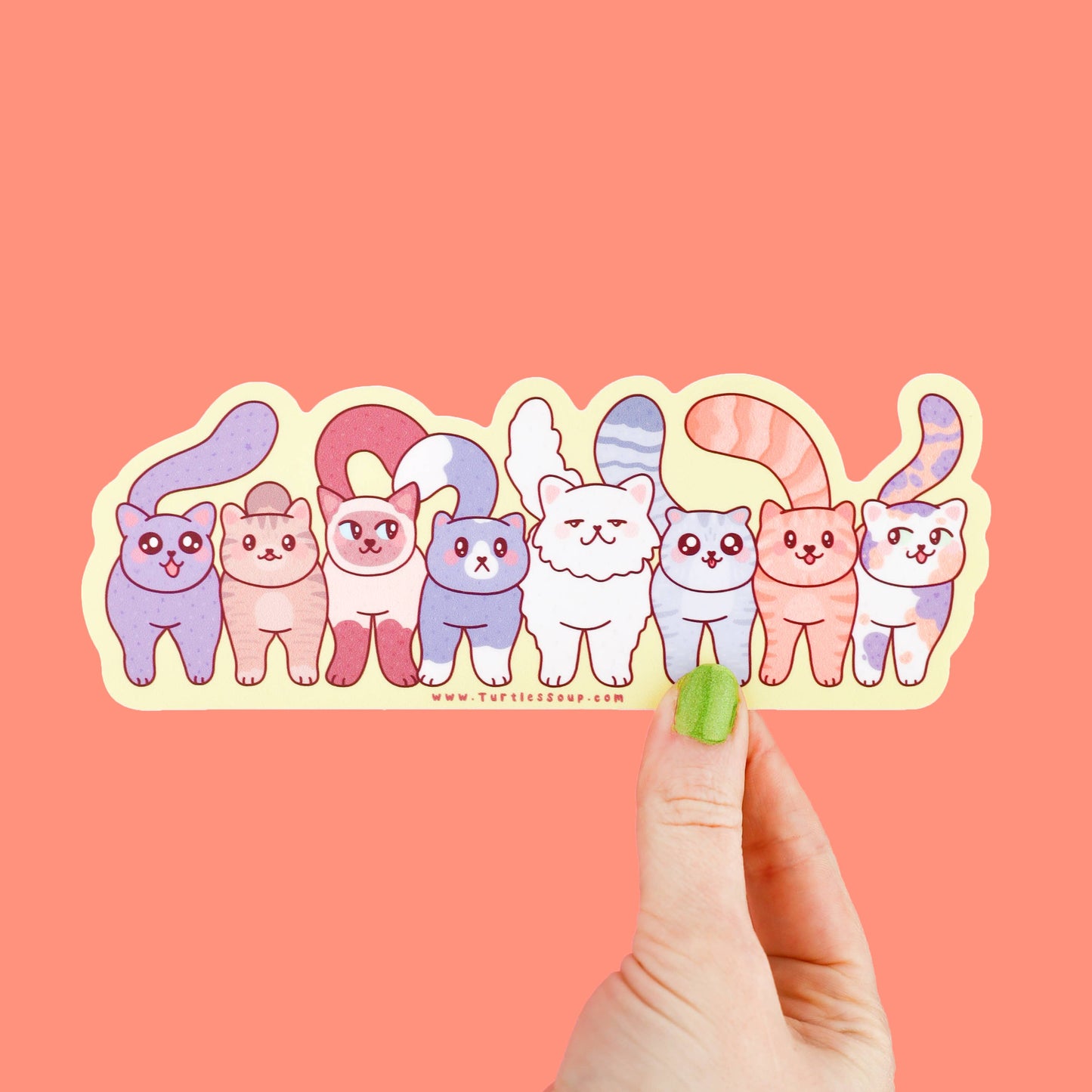 Clowder of Cats Cute Long Vinyl Sticker