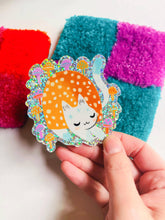 Load image into Gallery viewer, Glitter Mushroom cat sticker
