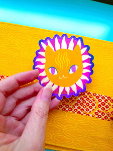Sun cat colorful vinyl sticker