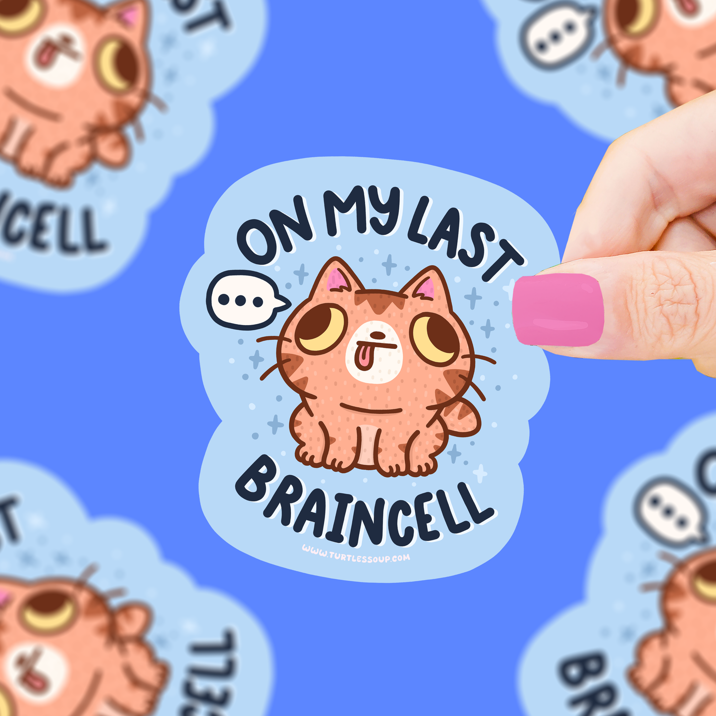 Last Braincell Orange Cat Vinyl Sticker