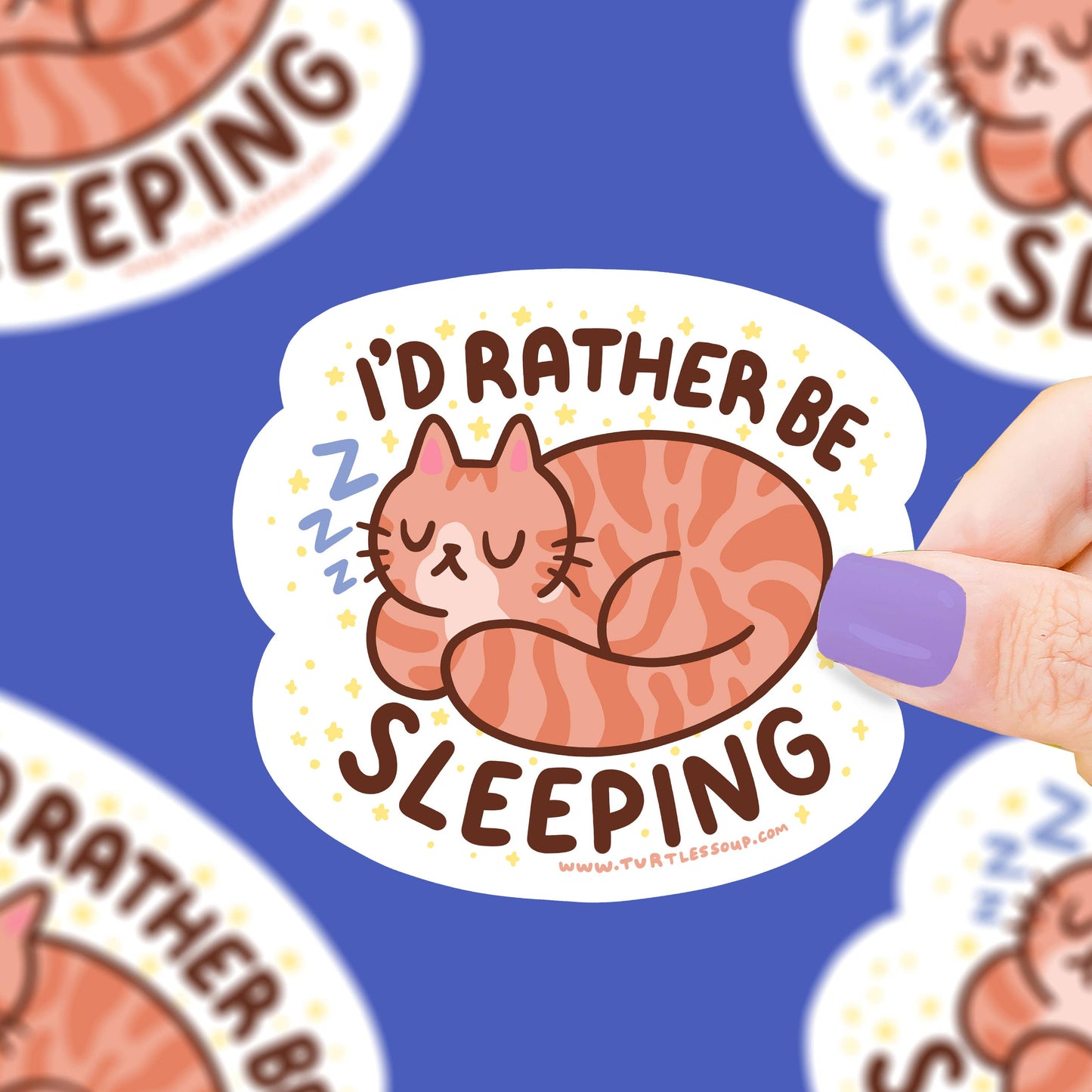 I'd Rather Be Sleeping Cozy Nap Cat Vinyl Sticker