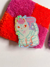 Load image into Gallery viewer, Meowdy the country cat glitter vinyl sticker

