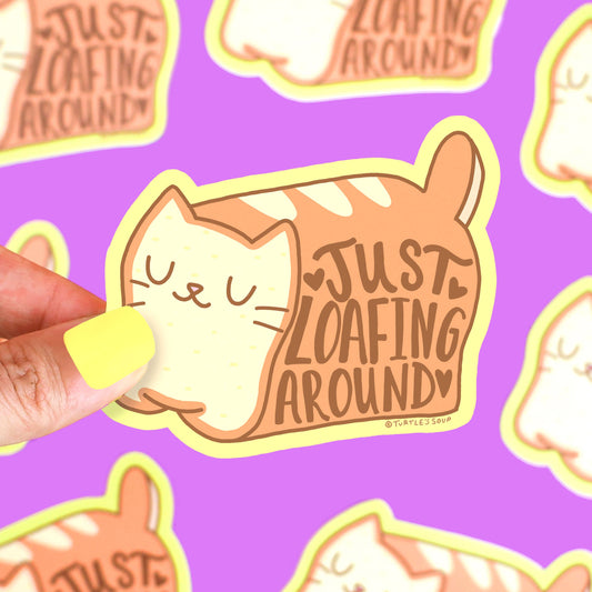 Just Loafing Around Cat Pun Vinyl Sticker