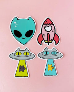 Alien Cats Vinyl Sticker Pack - Stickers - Brighter Sides