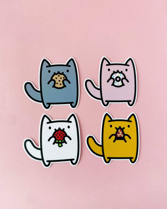 Snack Attack Cats Vinyl Sticker Pack - Stickers - Brighter Sides